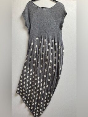 Taylor Boutique NZ Asymmetrical Polka Dot Linen Blend Knit Dress Size L